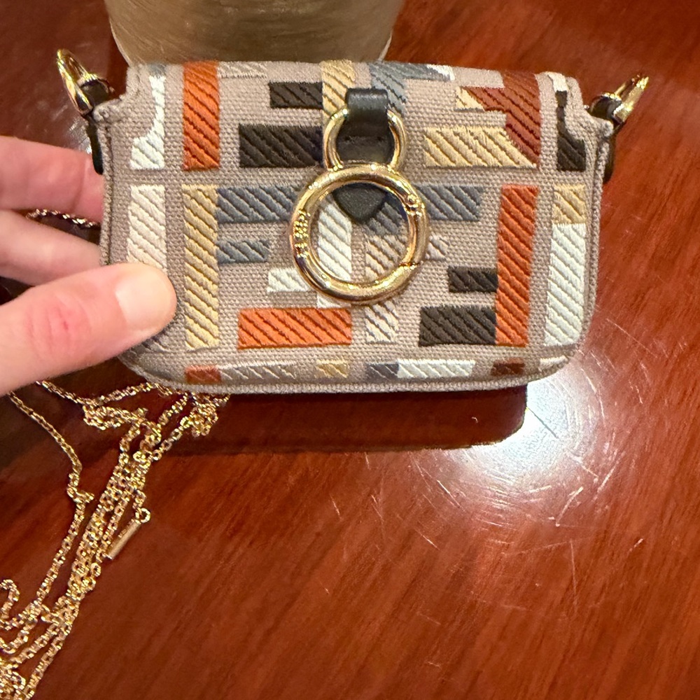 Authentic EUC Fendi Canvas FF Embroidery Nano Baguette Charm in beige multicolor - Picture 6 of 6